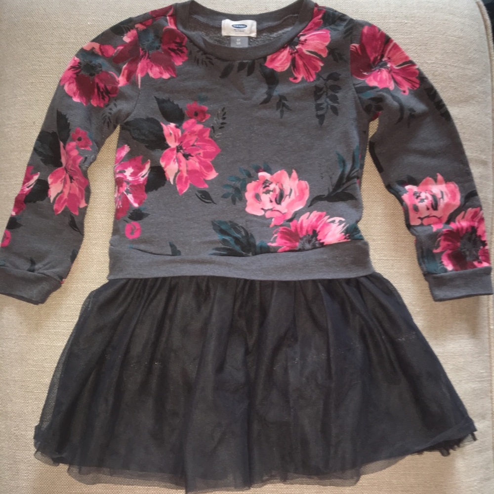 Old Navy Dark gray Floral sweatshirt tutu dress